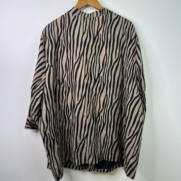 Maggie Barnes 3X Zebra Print Jacket Linen Rayon Plus Size 26/28W Animal Print - Picture 10 of 13